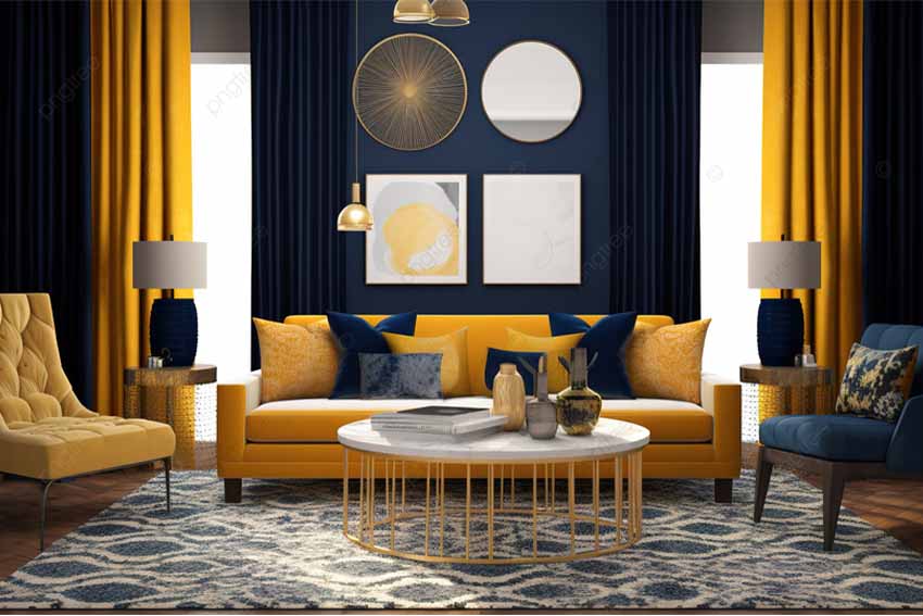 yellow and blue hall color combination